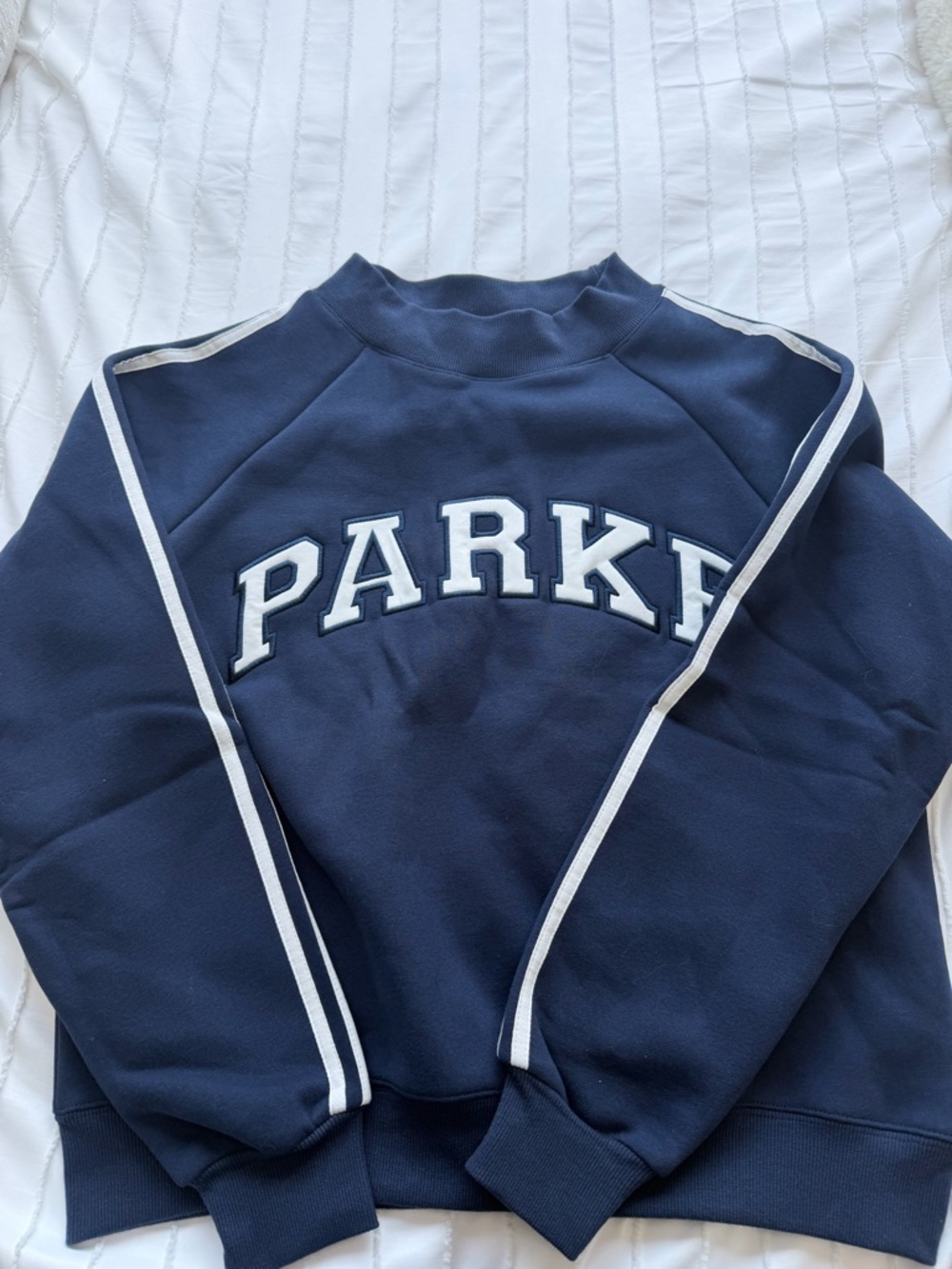 NWT!! PARKE Sport Stripe Mockneck Sweater - Navy - Picture 3 of 7